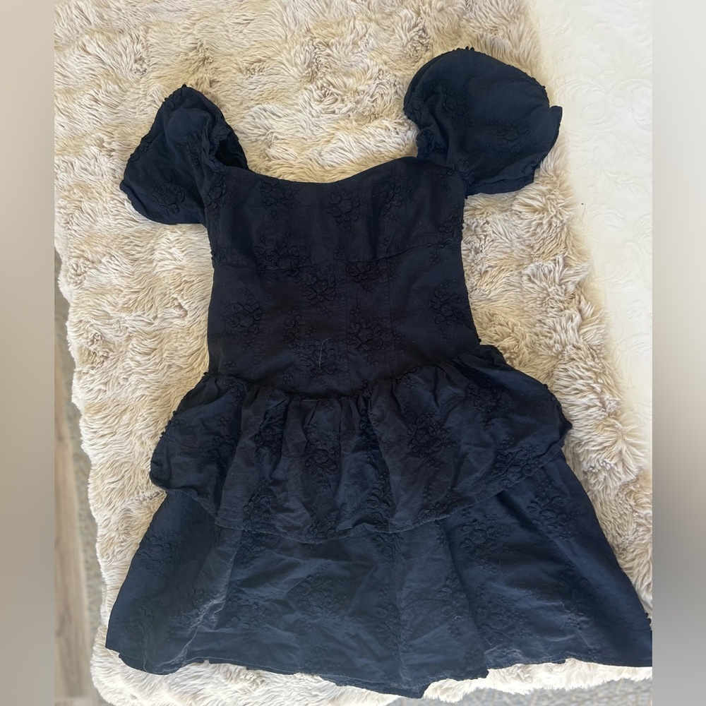 Gianni Bini Black Mini Dress with Puff Sleeves